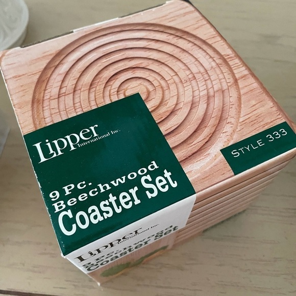 Lipper Coaster set Beechwood 9 Pc Set Style 333 New in box - Picture 2 of 10
